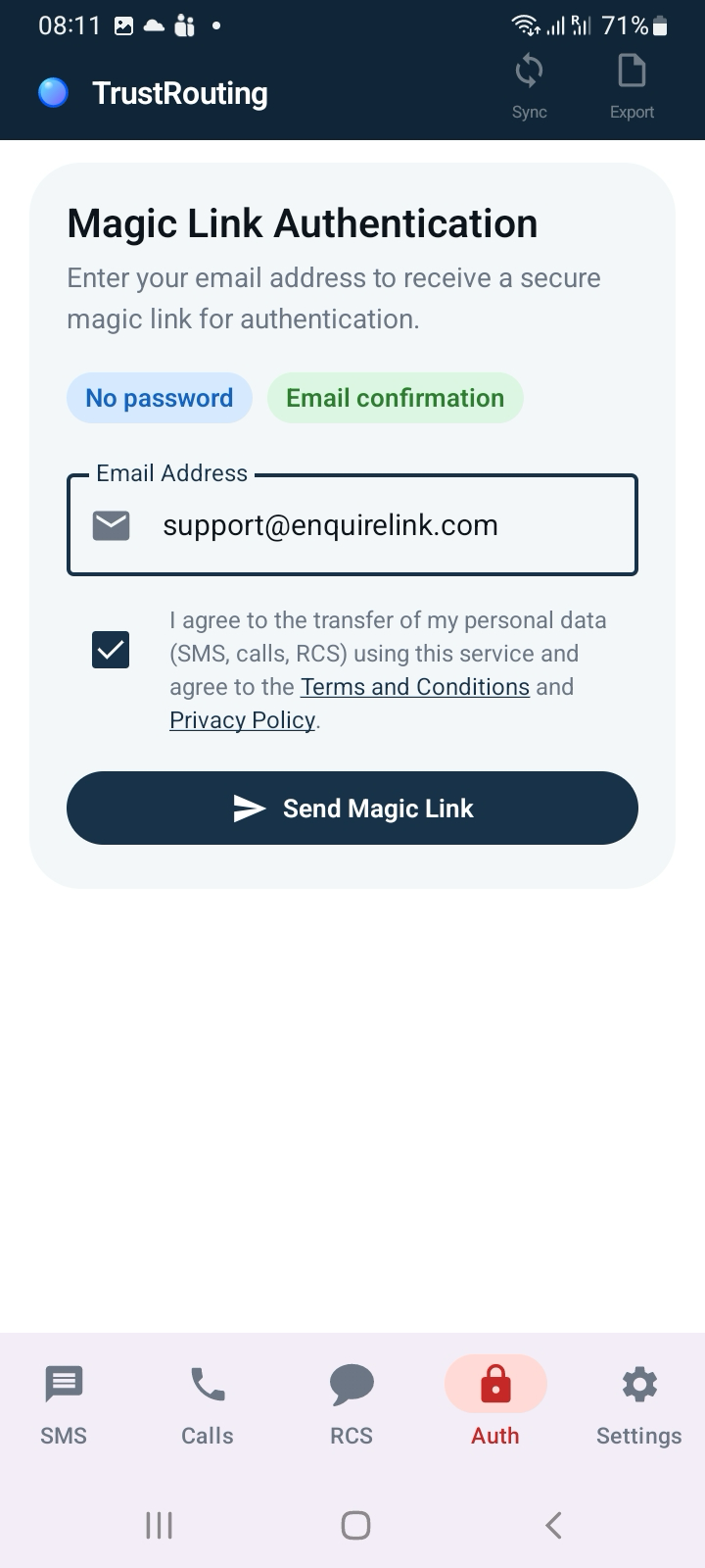Email registration