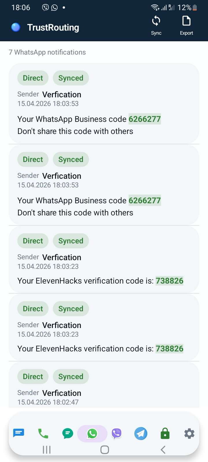 WhatsApp tab