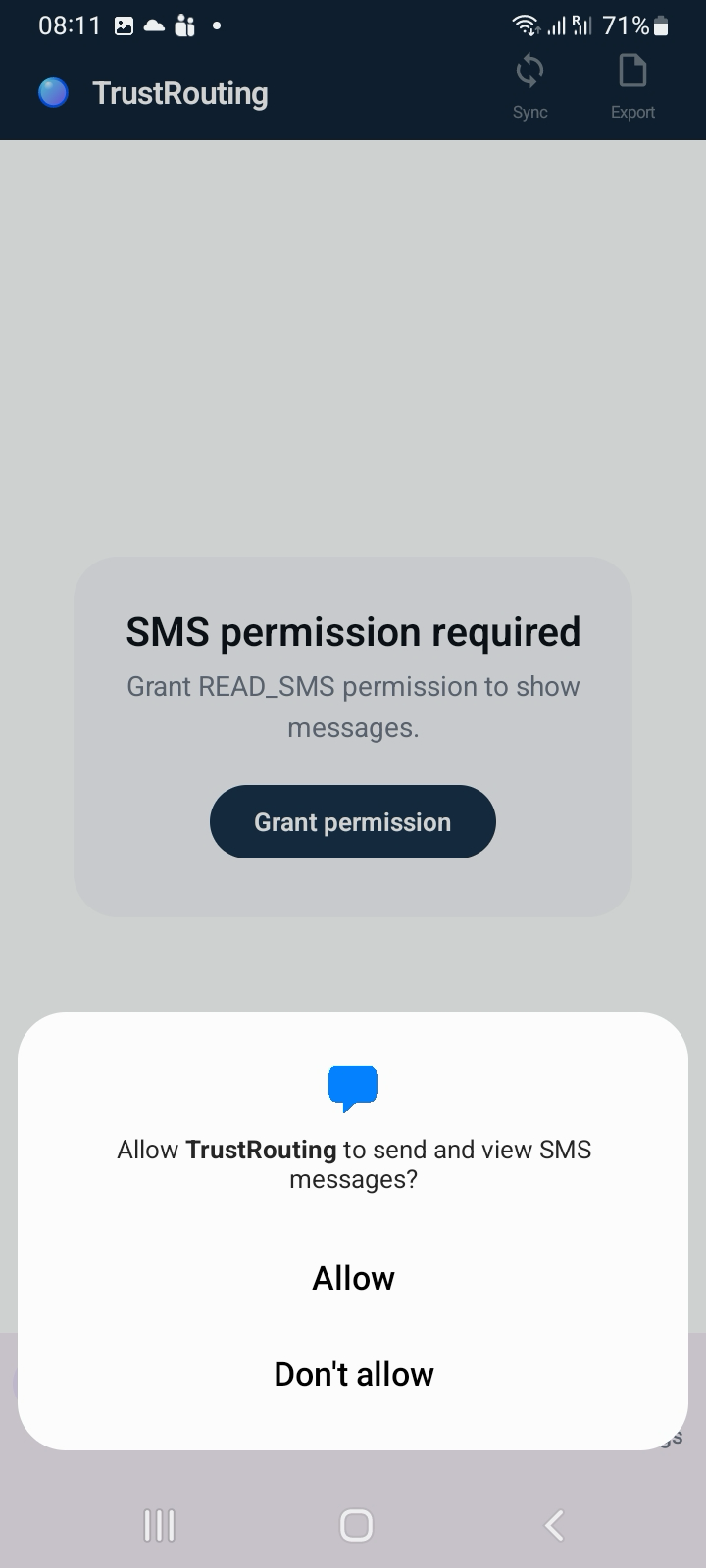 SMS permission