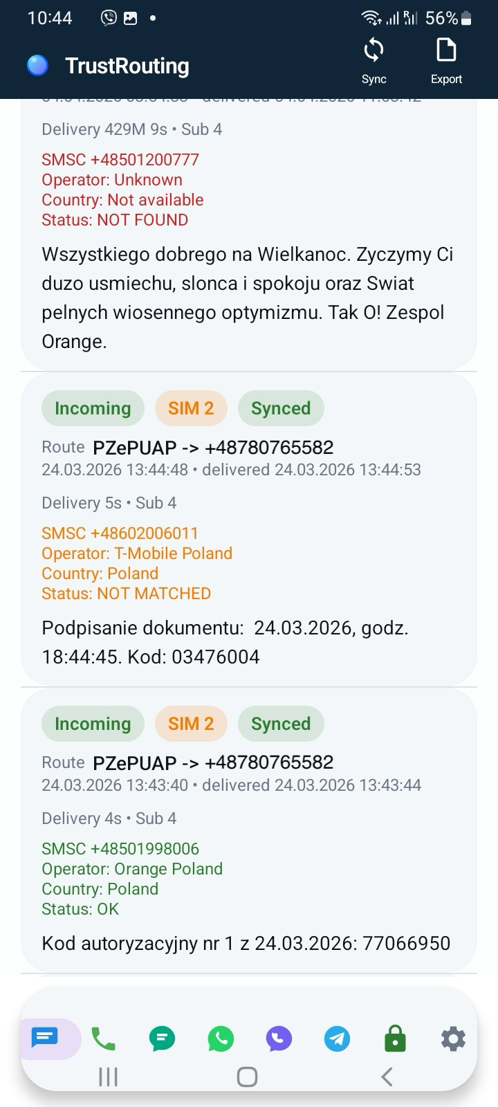 TrustRouting Android agent: endpoint evidence as it reaches the subscriber handset
